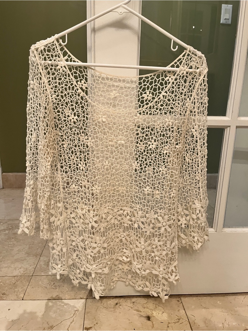 Crochet Open Knit Coverup - Cream